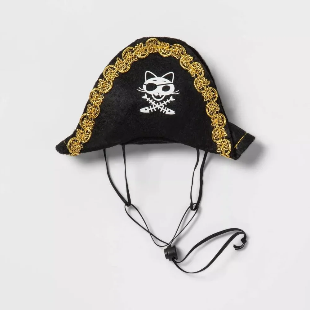 Pet Cat Hyde & Eek PIRATE Buccaneer Hat Halloween Costume One Size Headpiece NWT
